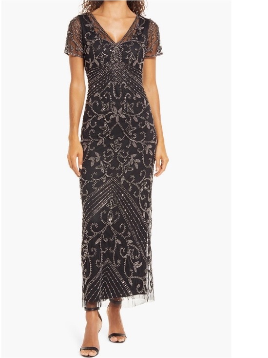 Pisarro Nights Dresses & Skirts - Pisarro Nights Black Maxi Dress with Mercury Beading